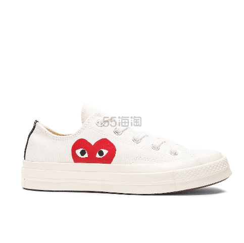 FWRD:CDG play 爱心白色低帮帆布鞋