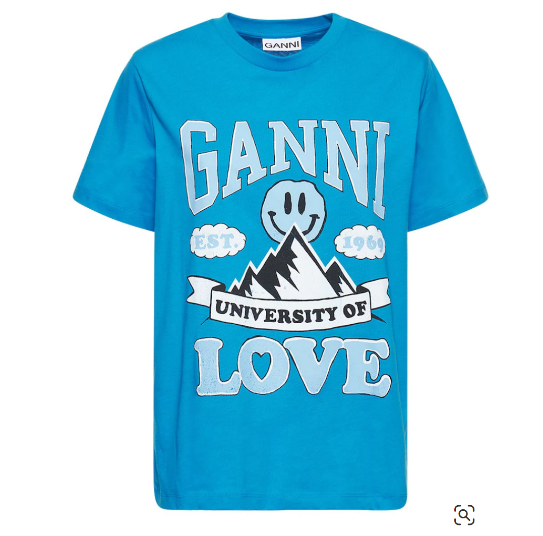 GANNI UNIVERSITY OF LOVE棉质平纹针织T恤