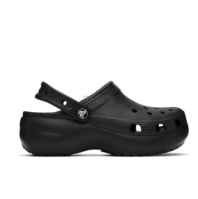 Crocs 黑色云朵厚底洞洞鞋