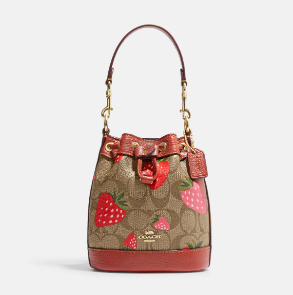 Coach Outlet:Coach 蔻驰 Dempsey 迷你草莓印花水桶包