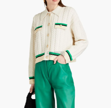 THE OUTNET APAC:SANDRO 白绿绞花开衫