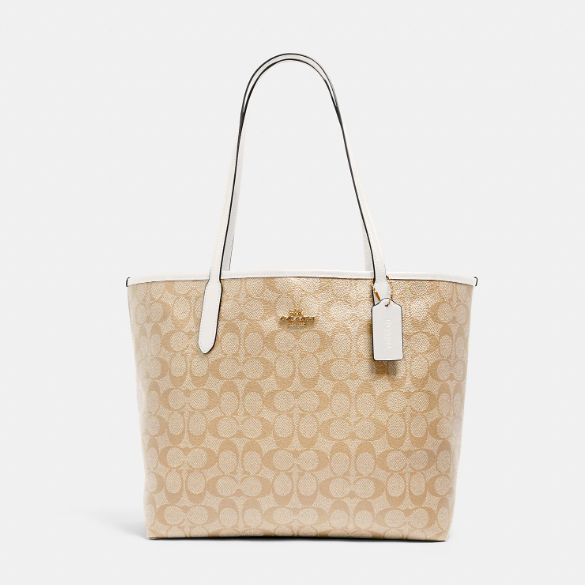 奶茶色！Coach 蔻驰 City 老花托特包