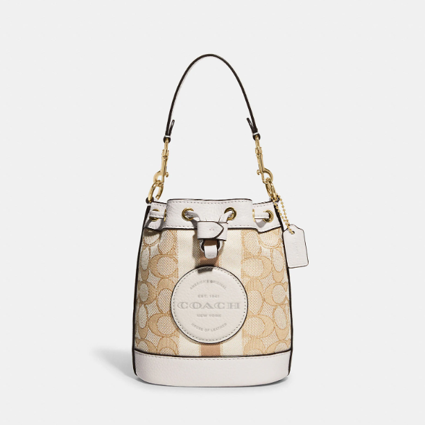 补货！Coach 蔻驰 Mini Dempsey 奶茶色水桶包