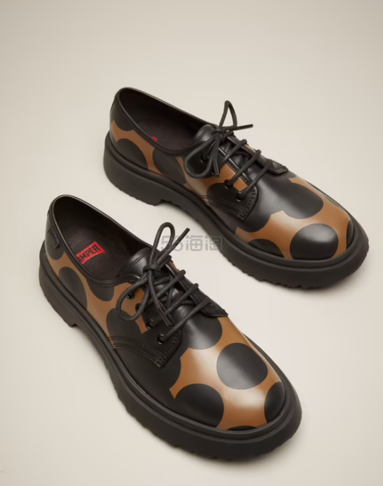 Camper:Camper Twins 男士黑棕波点系带皮鞋