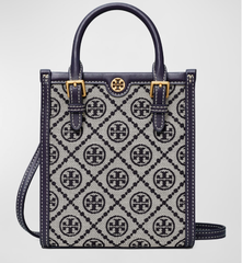 至高送$1250礼卡！Tory Burch Mini T Monogram 手提托特包