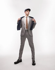  Topman 灰色修身格纹西装