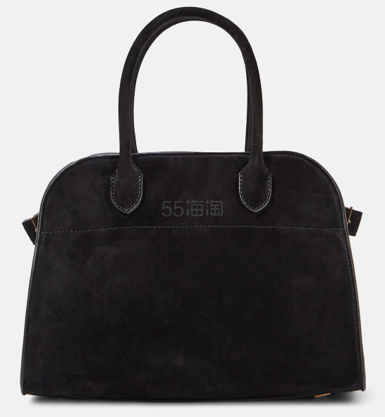 Mytheresa Global:THE ROW 麂皮 Soft Margaux 10 黑色手提包