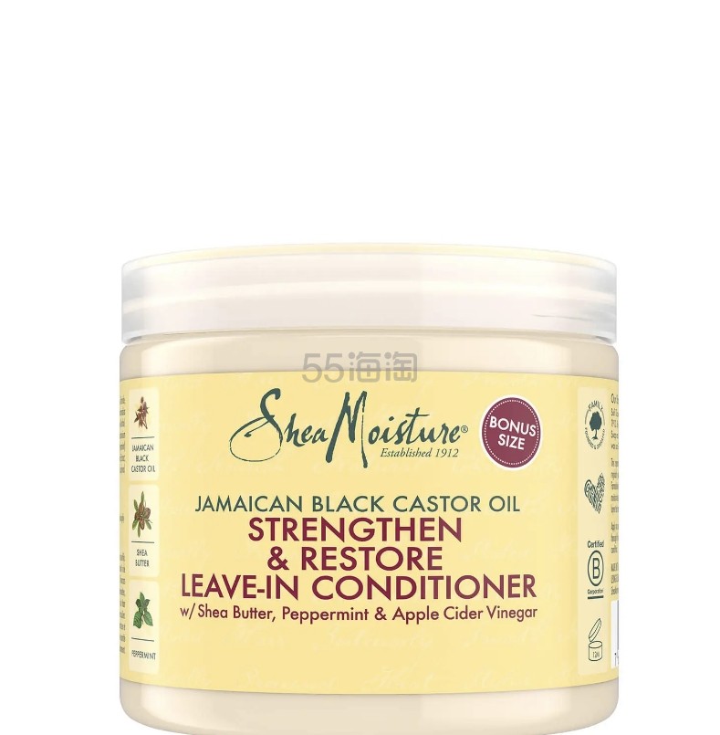 Lookfantastic CN:Shea Moisture 牙买加黑蓖麻油强化生长和修复免洗护发素 431ml