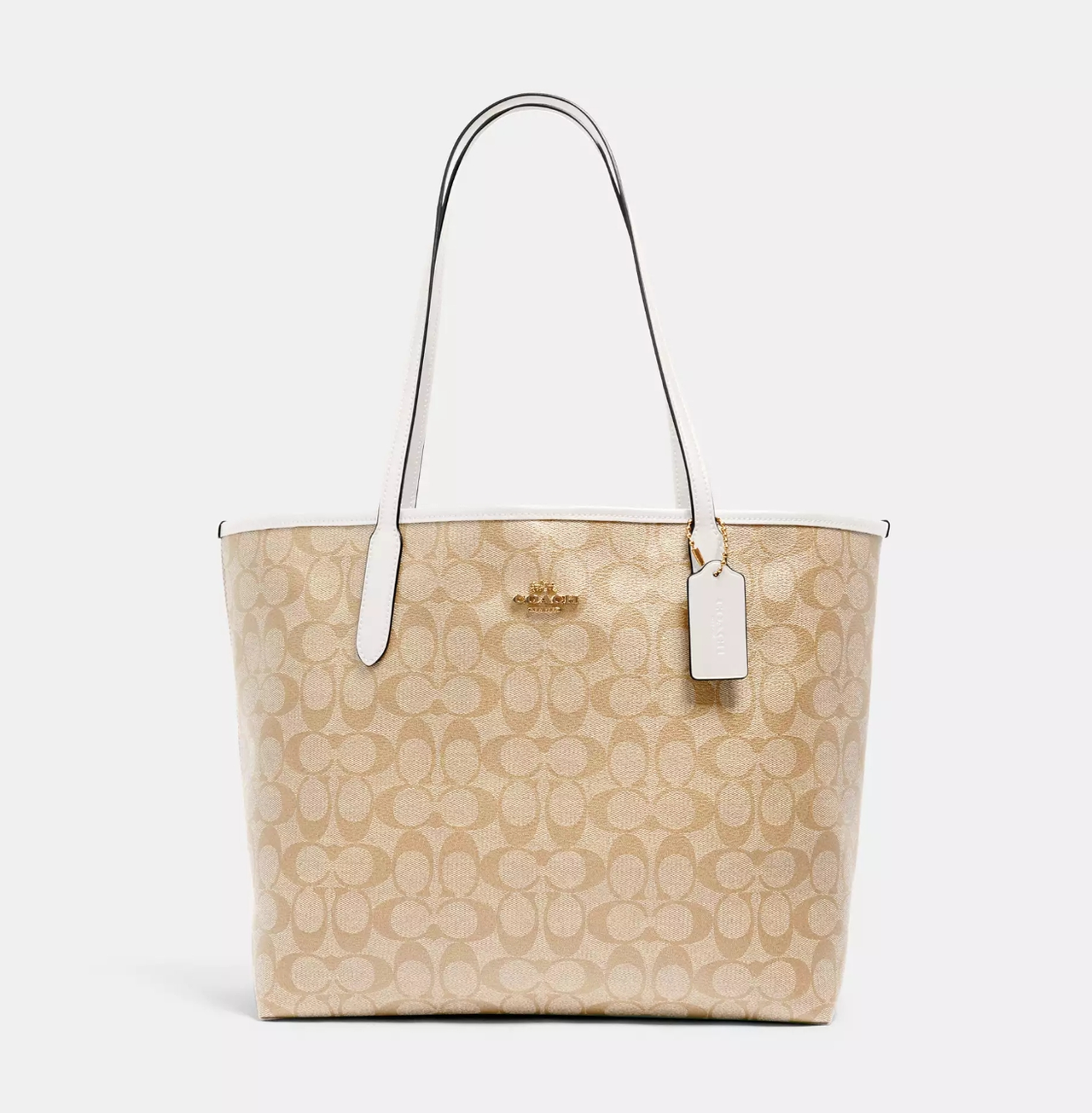 COACH 蔻驰 City 浅色老花托特包