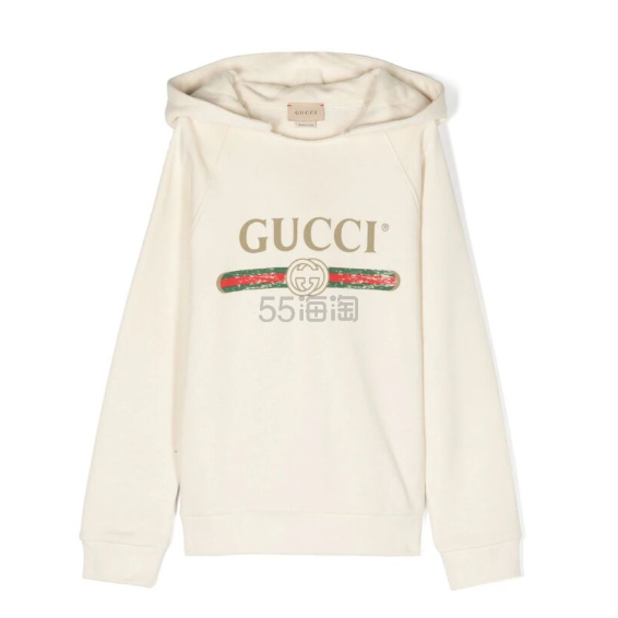 Grifo210:GUCCI logo 白色连帽卫衣
