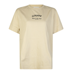 GANNI logo 米黄T恤