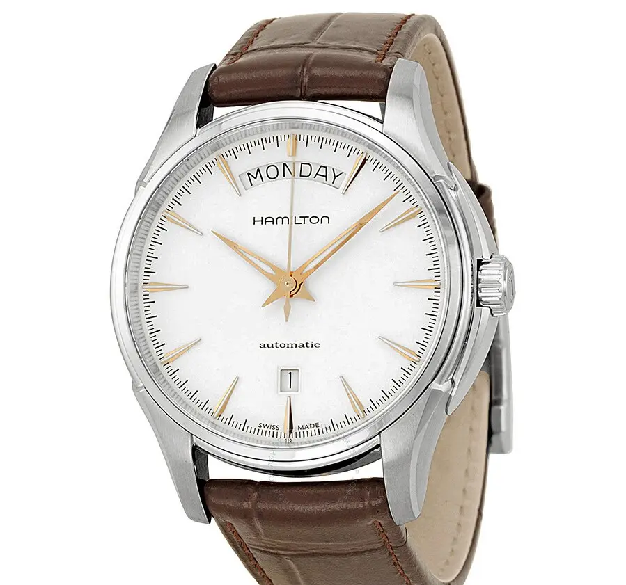 HamiltonJazzmaster 白色表盘棕色表带男士手表