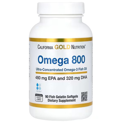 California Gold Nutrition, Omega 800 特浓缩 Omega-3 鱼油 90粒