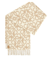 LOEWE 奶茶色Logo围巾