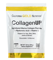 California Gold Nutrition CollagenUP 水解海洋胶原蛋白肽 + 透明质酸和维生素 C 原味 206g