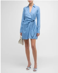 Veronica Beard Lavella Long-Sleeve Mini Wrap Dress