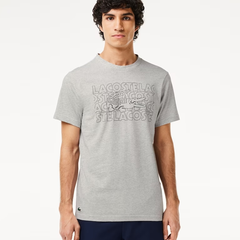 Lacoste 鳄鱼灰色印花T恤
