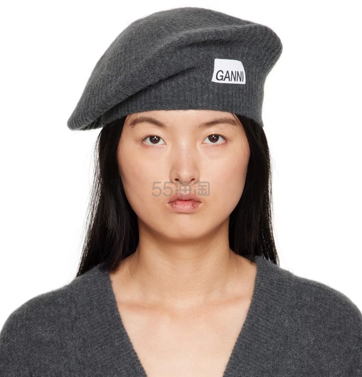 SSENSE:赵露思同款！Ganni 灰色贝雷帽
