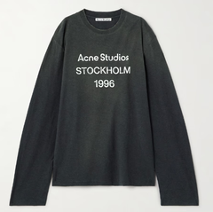 ACNE STUDIOS 品牌标志印花有机棉质汉麻混纺平纹布卫衣