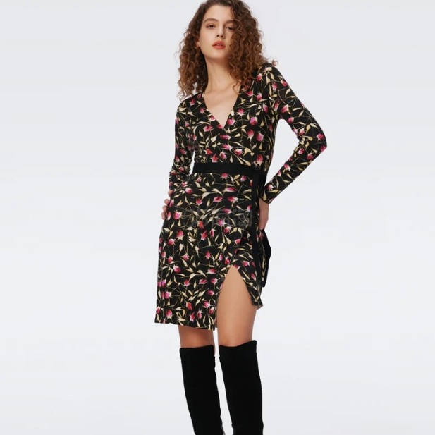 Diane Von Furstenberg US:DVF Luella 玫瑰花苞V领针织裙