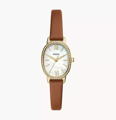 Fossil Penny 三指针中号棕色皮革手表