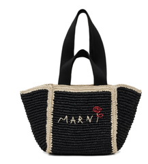 MARNI Macramé Sillo 黑色草编包