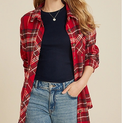 Cabin Plaid Boyfriend Button Down 格纹衬衫