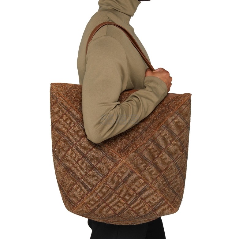 24S:LOEWE 大号 Puzzle 格子呢折叠托特包