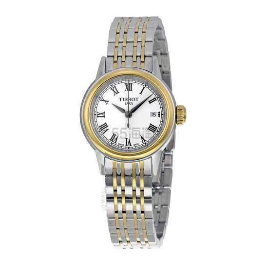 TISSOT 天梭 卡森白色表盘双色女士手表