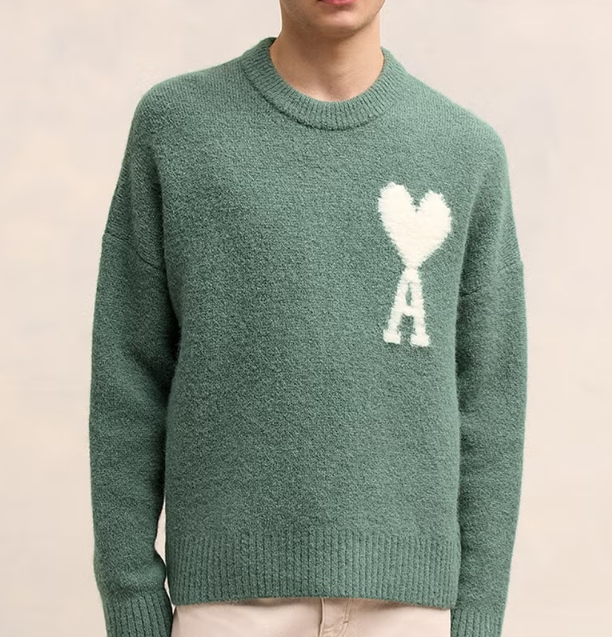 AMI 灰白色 De Coeur 羊驼毛混纺毛衣