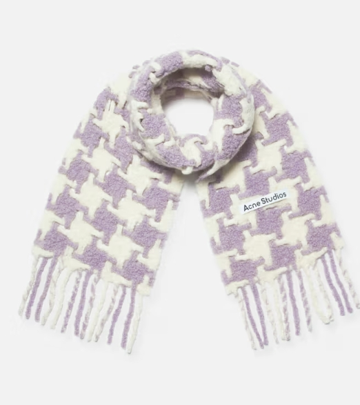 之前$231！ACNE STUDIOS 紫色千鸟格围巾