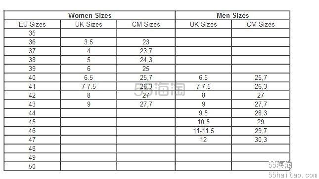 ECCO 爱步| 尺码对照表在手，心爱鞋子海淘到家~~