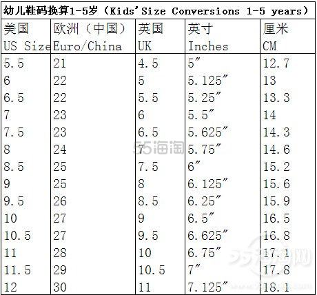 【美国amazon的鞋子尺码详解】—海淘鞋码大全（附宽度，男女款，儿童，幼儿…