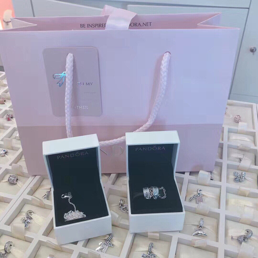 潘多拉 海洋之心猫眼石串珠 天蓝色   潘多拉 晶莹雪花吊坠