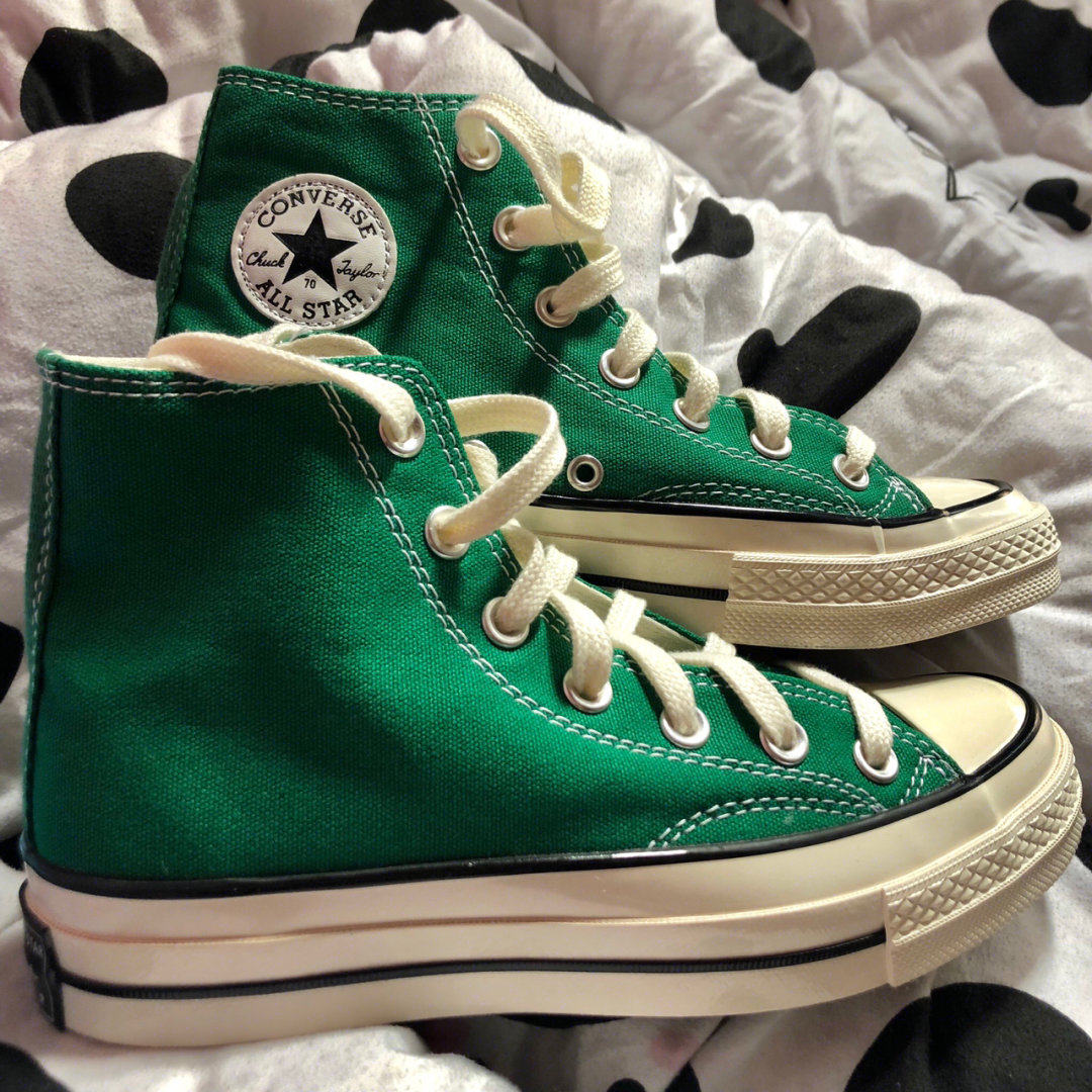 converse匡威1970s丛林绿高帮今年超喜欢绿色这双绿色高帮帆布鞋简直