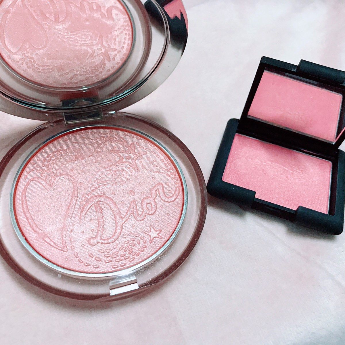 dior 高光蜜粉饼 009 nars高潮腮红比较  2月终