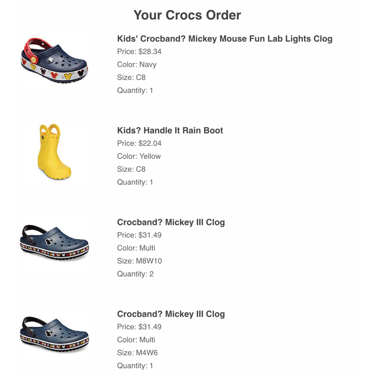 Crocs 官网购入，  小孩的一双洞洞鞋 一双雨靴 适合脚