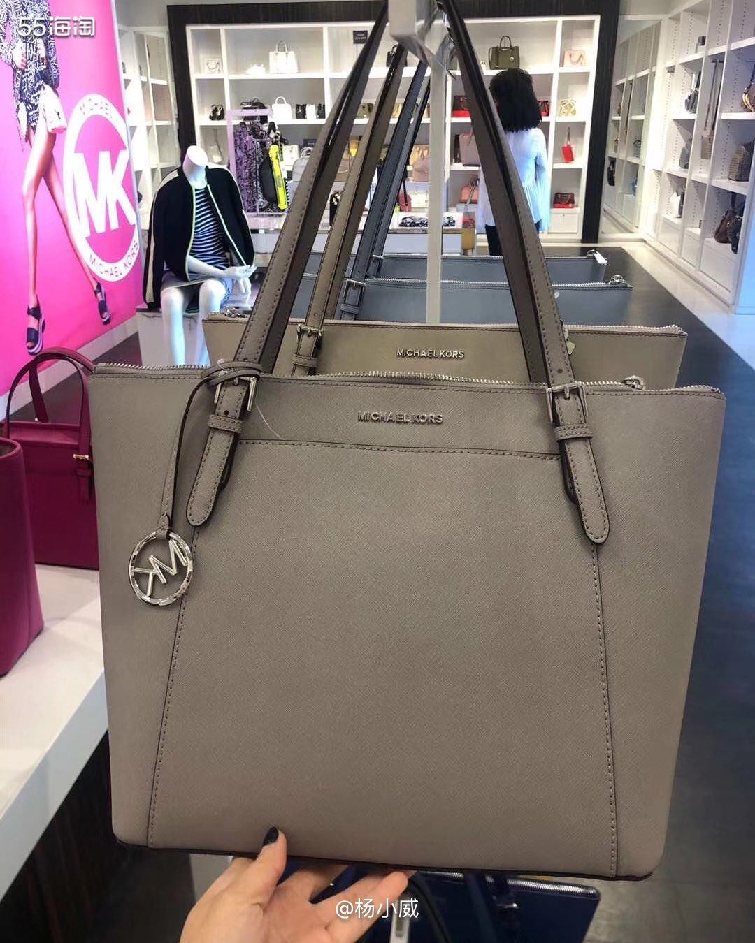 mk全拉链托特包，十字纹牛皮，多色可选，¥1080直邮