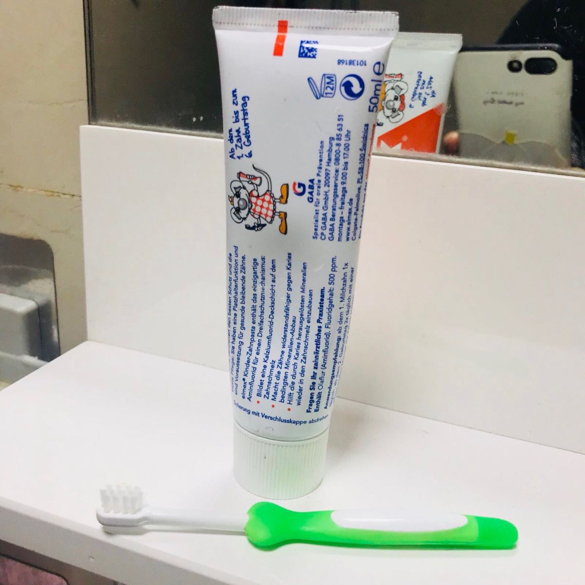 elmex进口儿童牙膏0岁，刚出牙就可以用，防蛀防踽齿低泡 