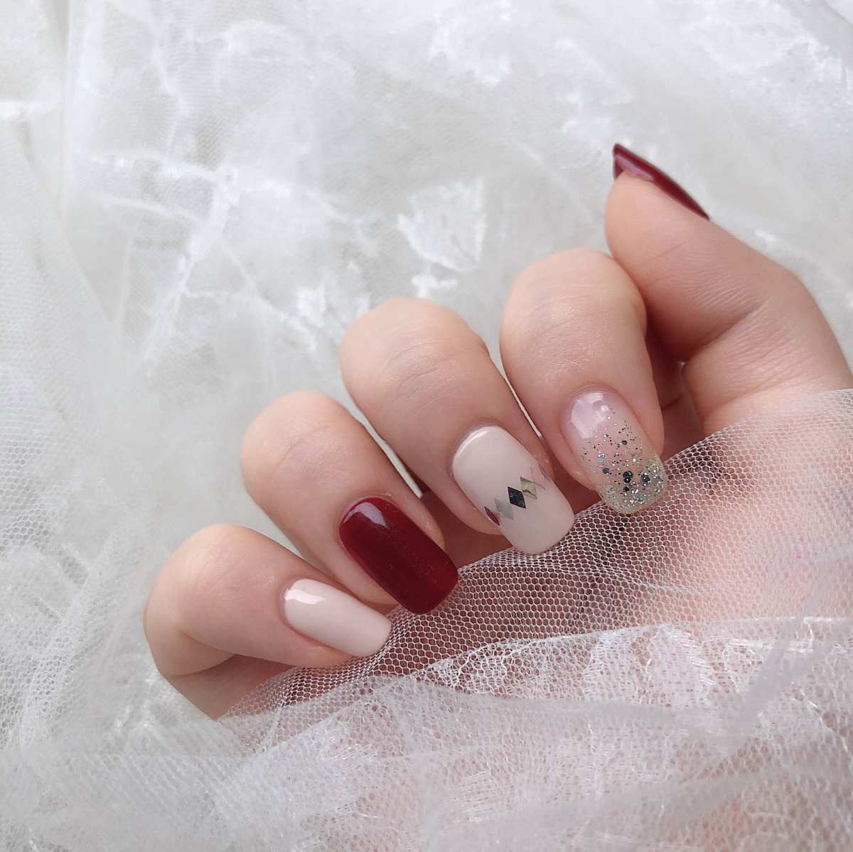 🔺9月晒单挑战_No_12🔻初秋樱桃跳色美甲，超美腻呦~