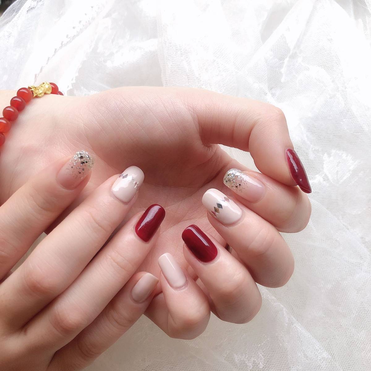 🔺9月晒单挑战_No_12🔻初秋樱桃跳色美甲，超美腻呦~