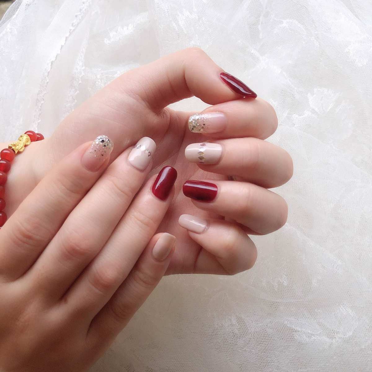 🔺9月晒单挑战_No_12🔻初秋樱桃跳色美甲，超美腻呦~