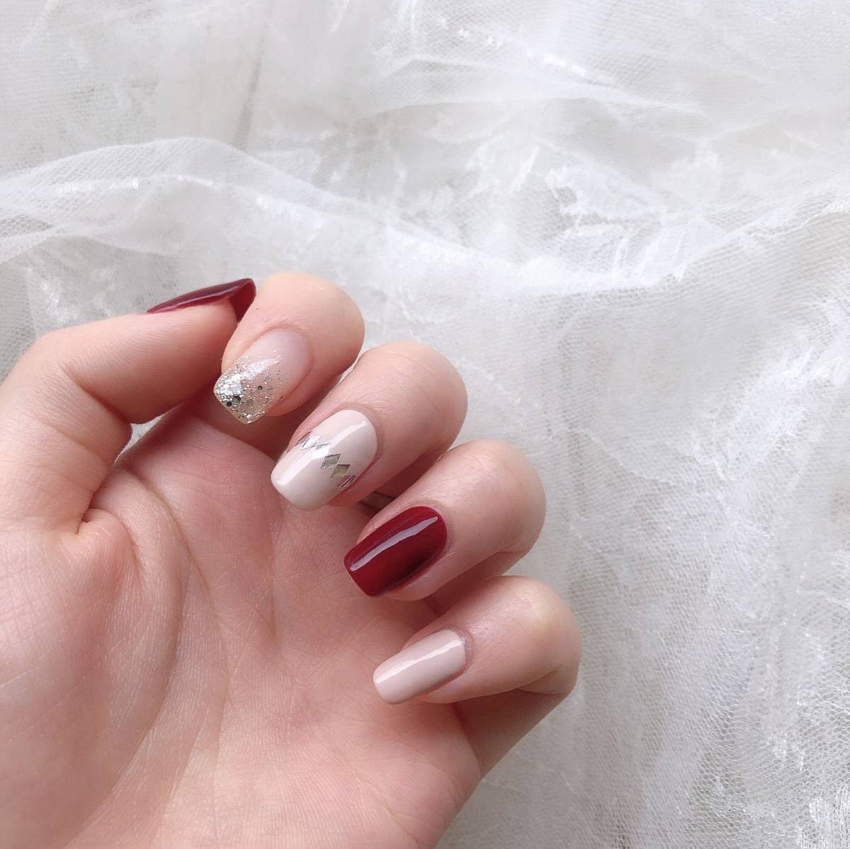 🔺9月晒单挑战_No_12🔻初秋樱桃跳色美甲，超美腻呦~