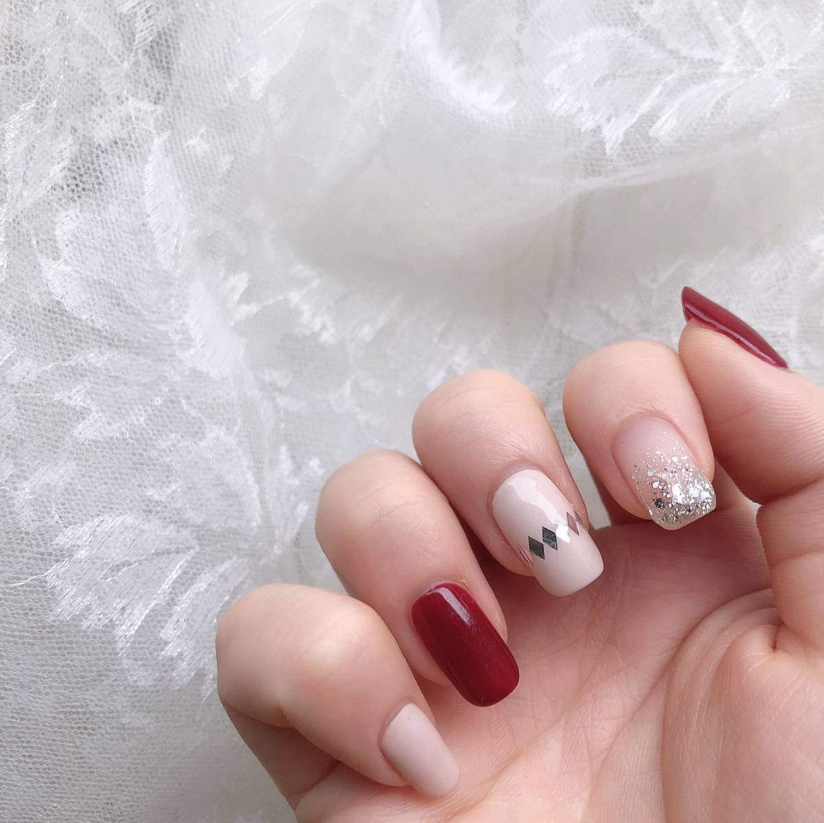 🔺9月晒单挑战_No_12🔻初秋樱桃跳色美甲，超美腻呦~