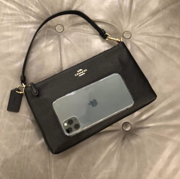 coach新款黑色零钱包麻将包QQ快递顺利到手 coach家