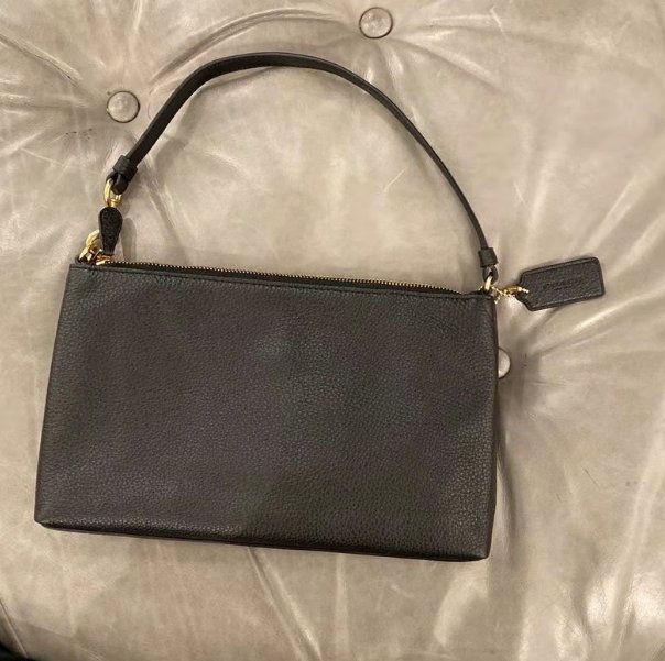 coach新款黑色零钱包麻将包QQ快递顺利到手 coach家