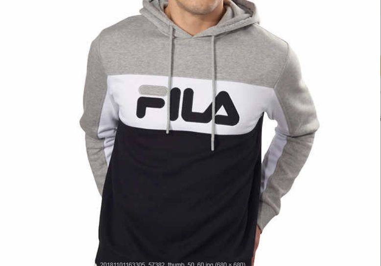 Fila 斐乐 新款男士拼接加绒大Logo连帽卫衣 目前两色