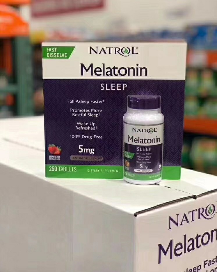 natrol melatonin褪黑素5mg含片250粒装草莓味,可以帮助提高睡,海淘