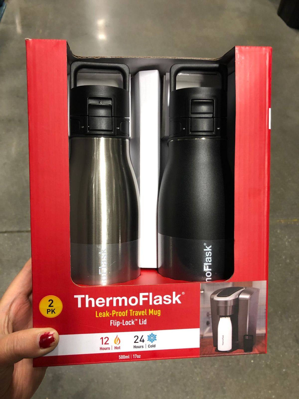 ThermosFlask 不锈钢保温保冷防漏旅行水杯 2个装