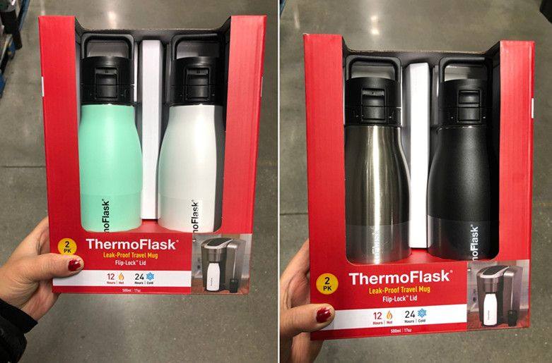 ThermosFlask 不锈钢保温保冷防漏旅行水杯 2个装